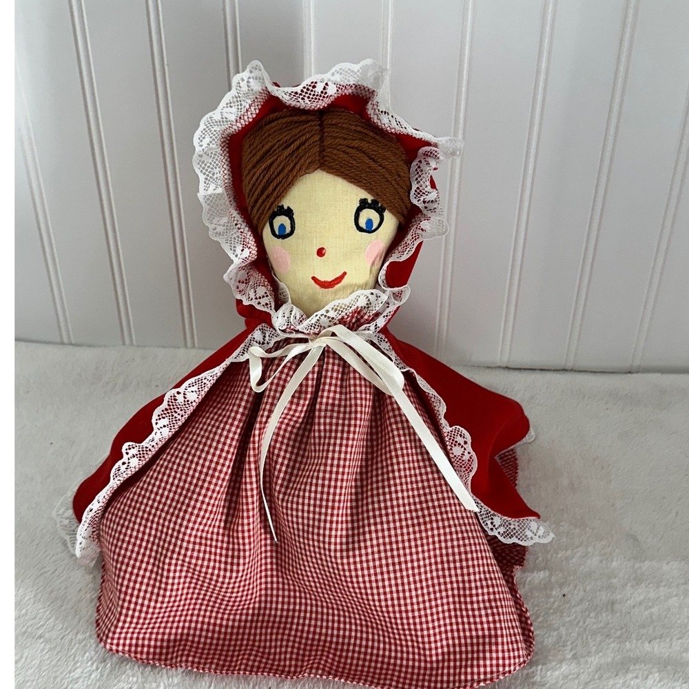 Vintage Topsy Turvy Flip Doll Little Red Riding Hood Wolf Red Gingham‎ Excellent